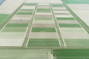 Trial platform in Champagne with multiple plots covered in different crops