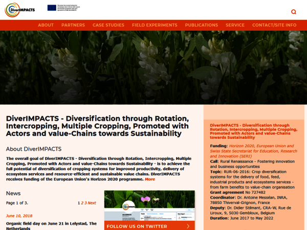 Screenshot of the DiverIMPACTS website homepage